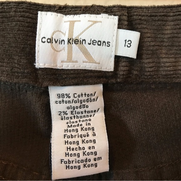 Calvin Klein Jeans Brown Stretch Corduroy Flare Leg Casual Pants Size 13 - Picture 12 of 14